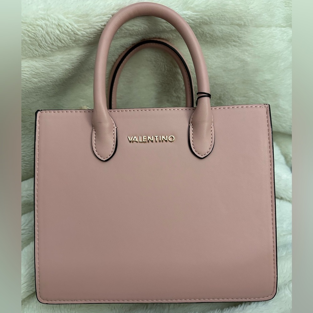 Valentino Small Pink Satchel with Black & White color block sides and bottom